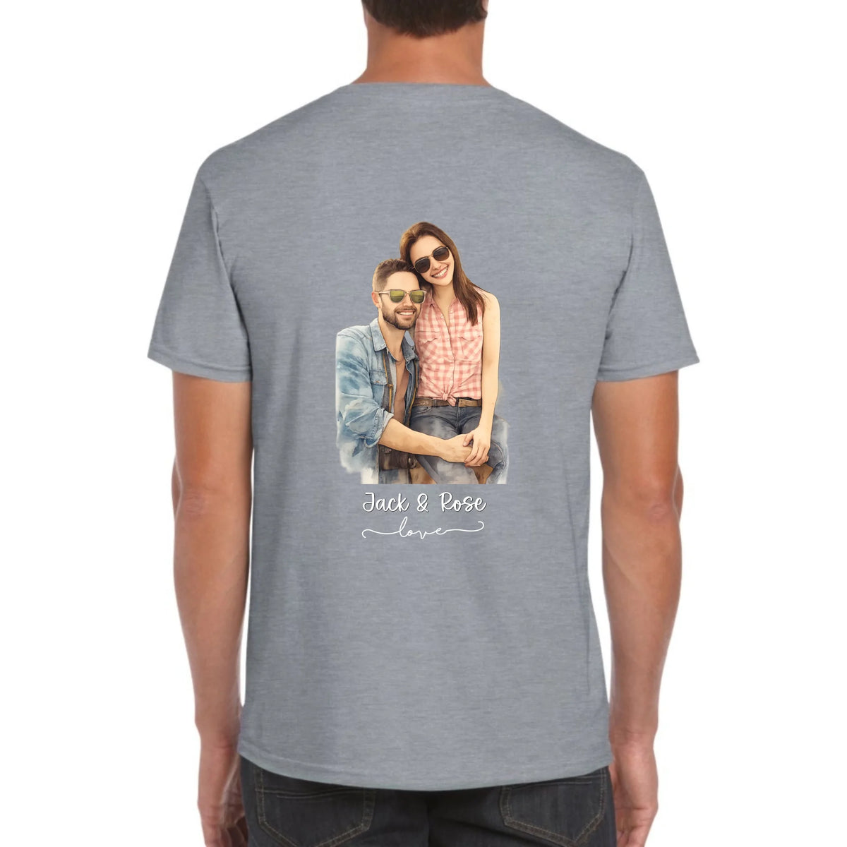 Personalisiertes Aquarell T-Shirt, dein Foto als Zeichnung – individuelles Foto T-Shirt | Personalize Palace