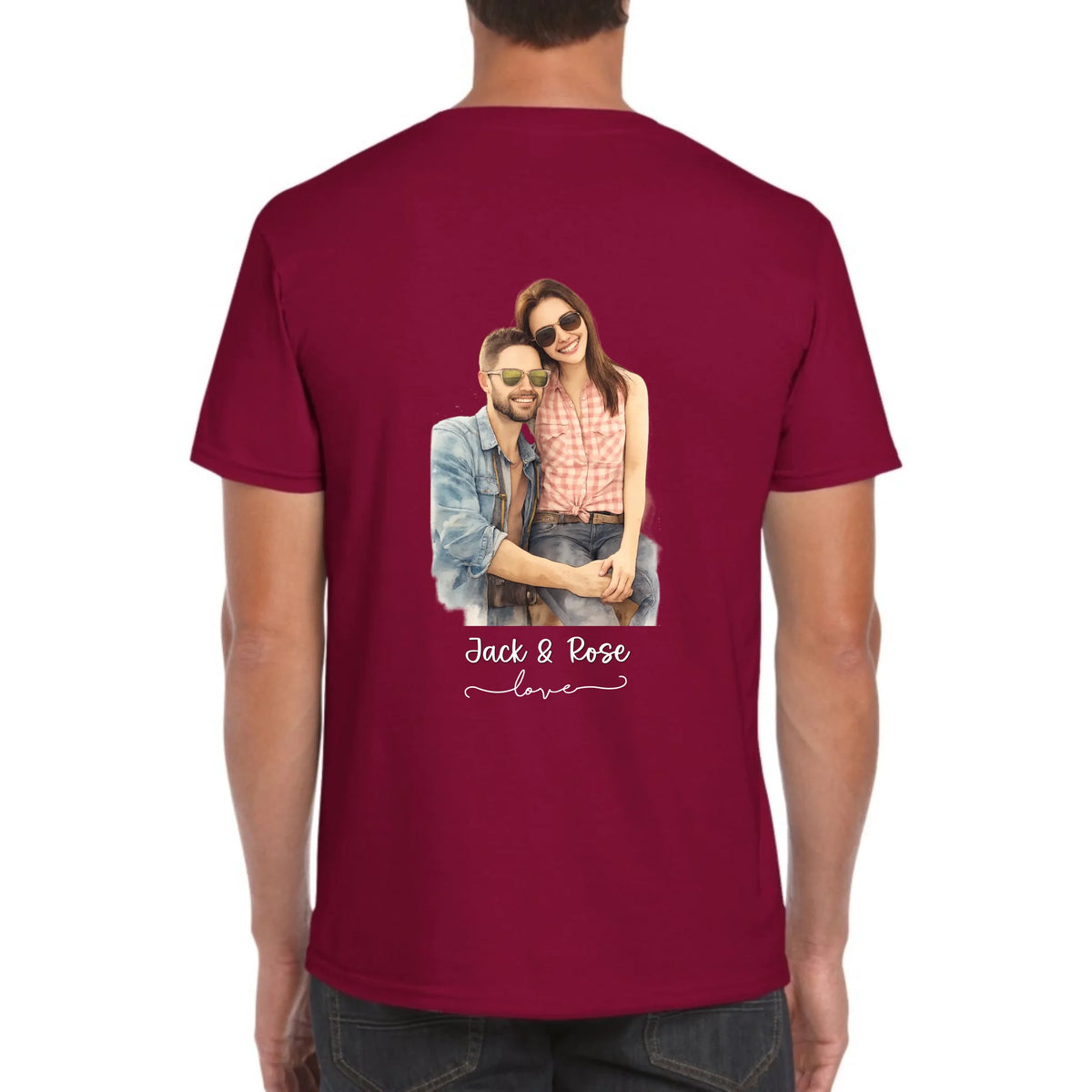 Personalisiertes Aquarell T-Shirt, dein Foto als Zeichnung – individuelles Foto T-Shirt