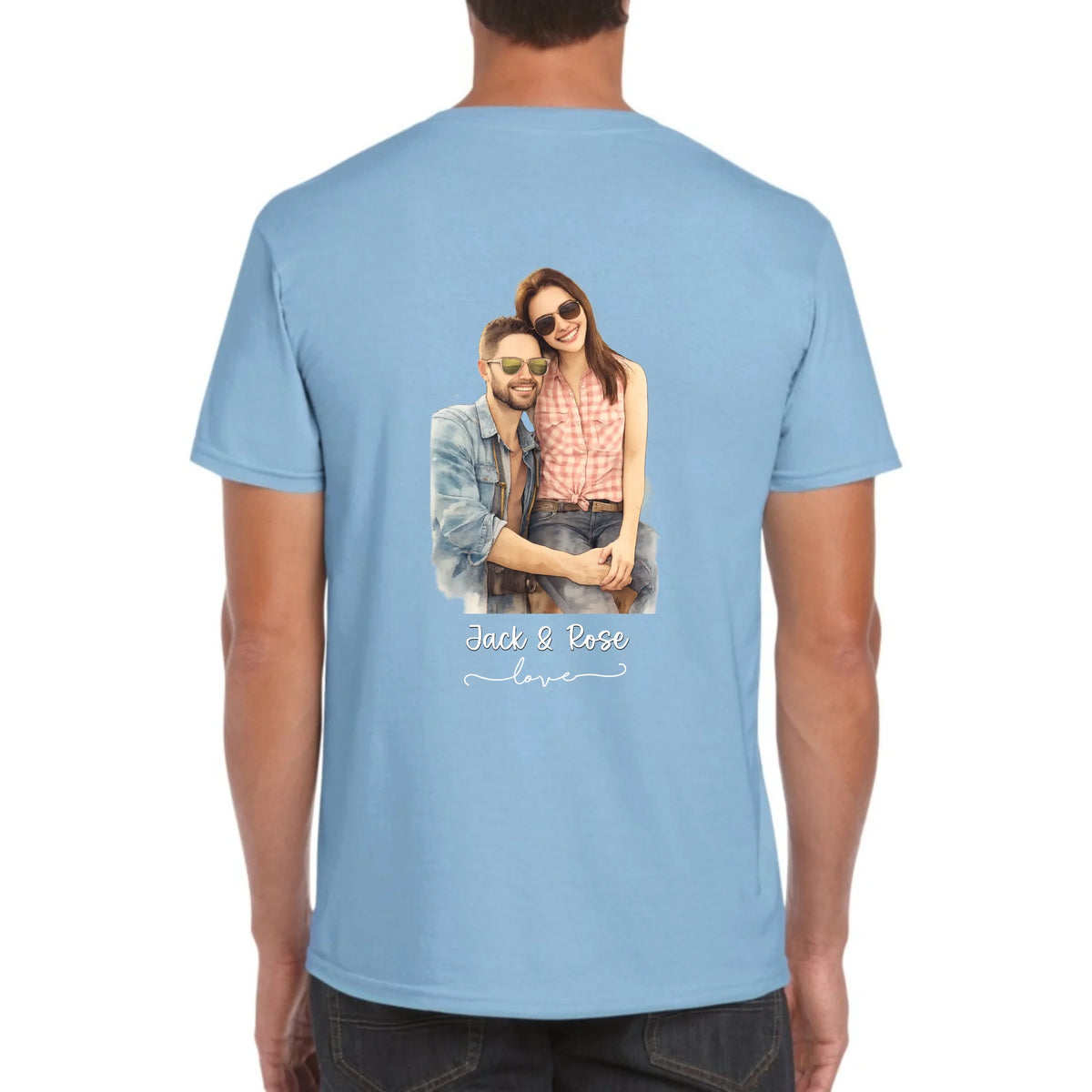 Personalisiertes Aquarell T-Shirt, dein Foto als Zeichnung – individuelles Foto T-Shirt