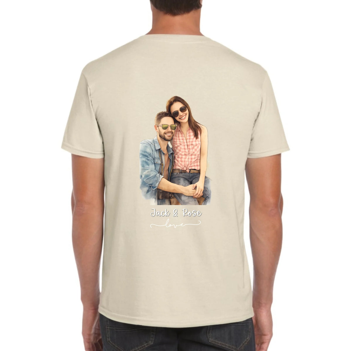 Personalisiertes Aquarell T-Shirt, dein Foto als Zeichnung – individuelles Foto T-Shirt