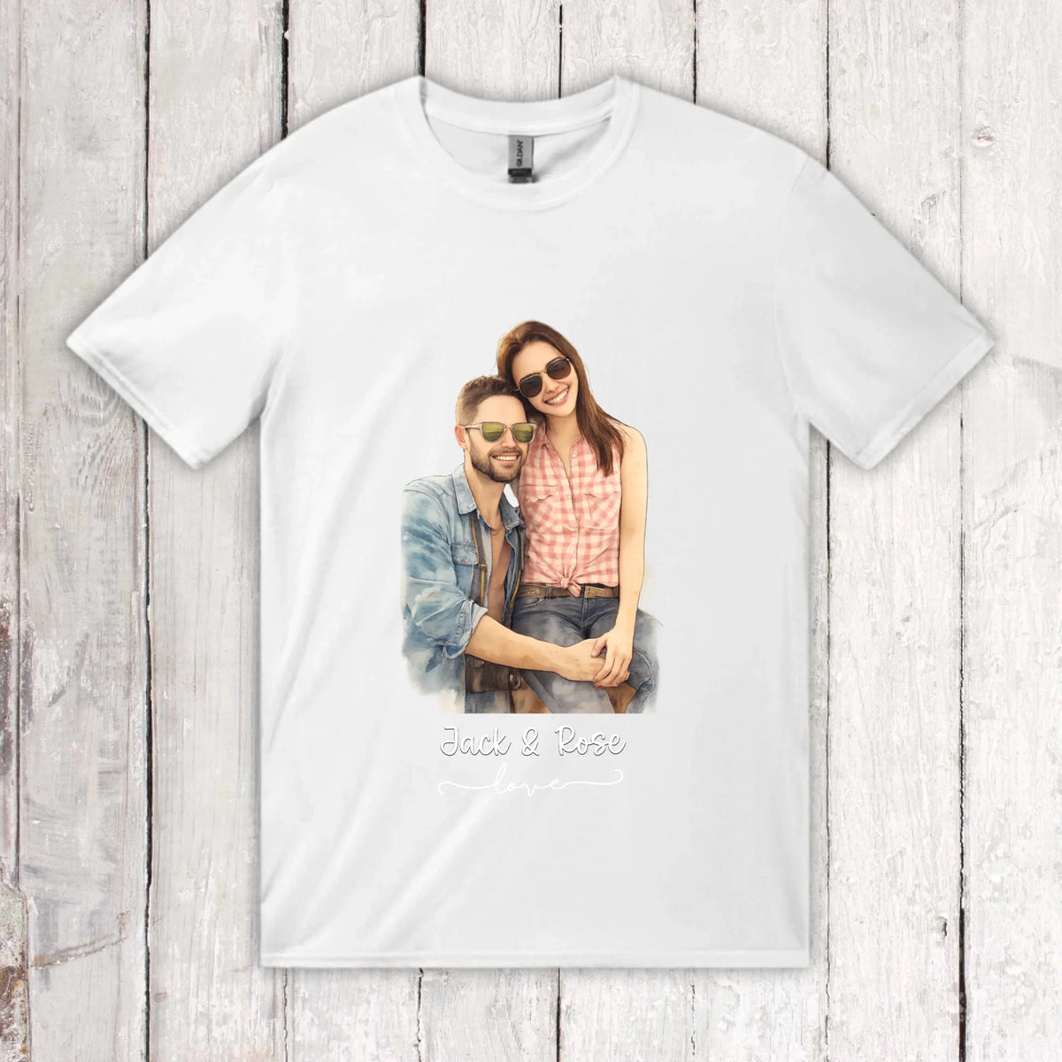 Personalisiertes Aquarell T-Shirt, dein Foto als Zeichnung – individuelles Foto T-Shirt | Personalize Palace