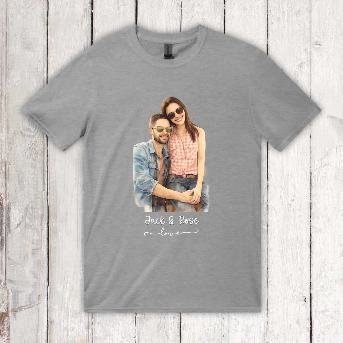 Personalisiertes Aquarell T-Shirt, dein Foto als Zeichnung – individuelles Foto T-Shirt | Personalize Palace