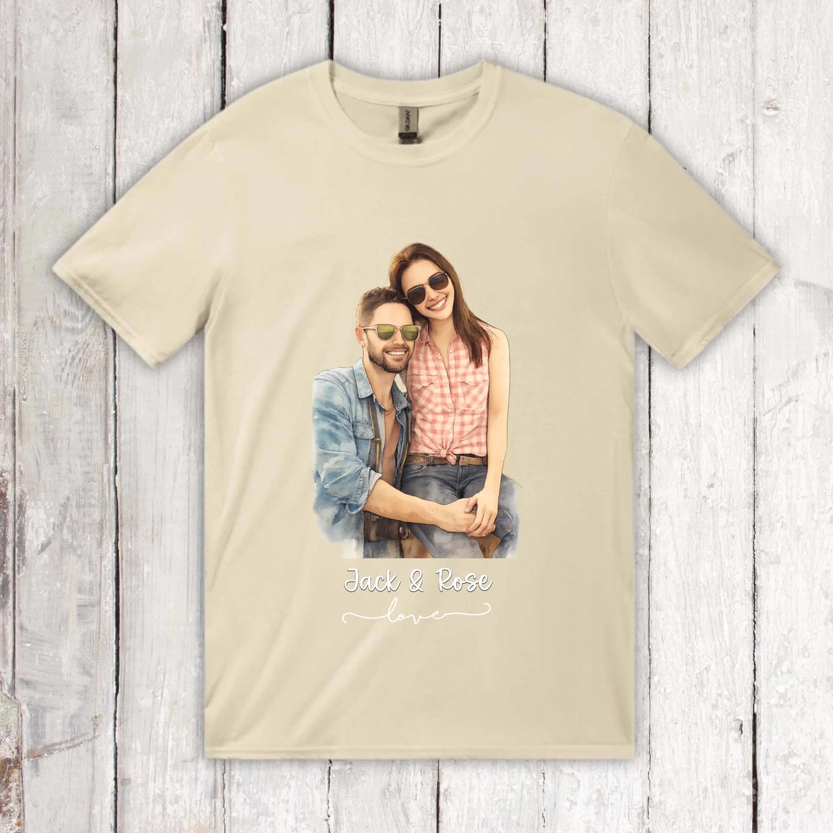Personalisiertes Aquarell T-Shirt, dein Foto als Zeichnung – individuelles Foto T-Shirt | Personalize Palace