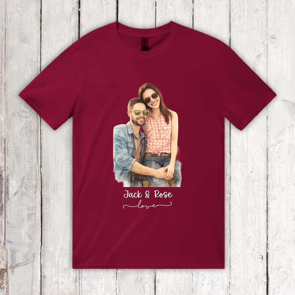 Personalisiertes Aquarell T-Shirt, dein Foto als Zeichnung – individuelles Foto T-Shirt | Personalize Palace