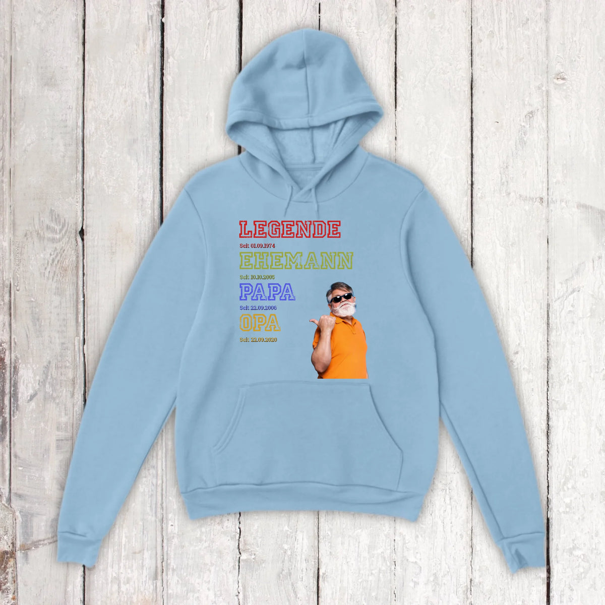 Papa, Mama, Oma, Opa, Legende, Familie mit Foto und Text - Individuelles T-Shirt