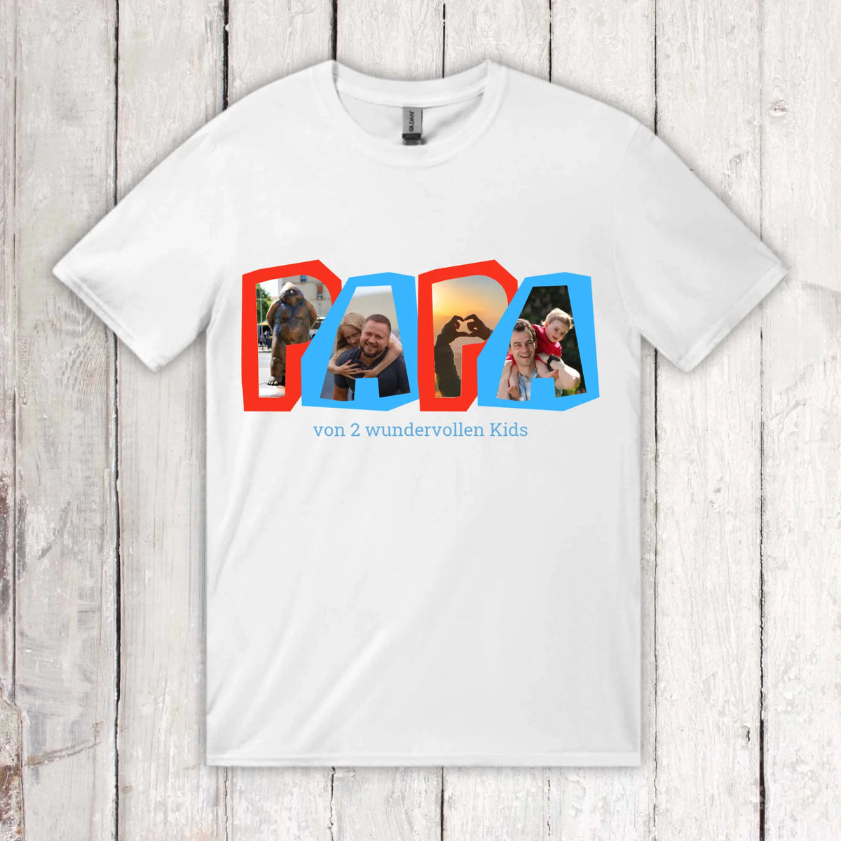 Papa Fotobuchstaben mit Text – individuelles Foto T-Shirt | Personalize Palace