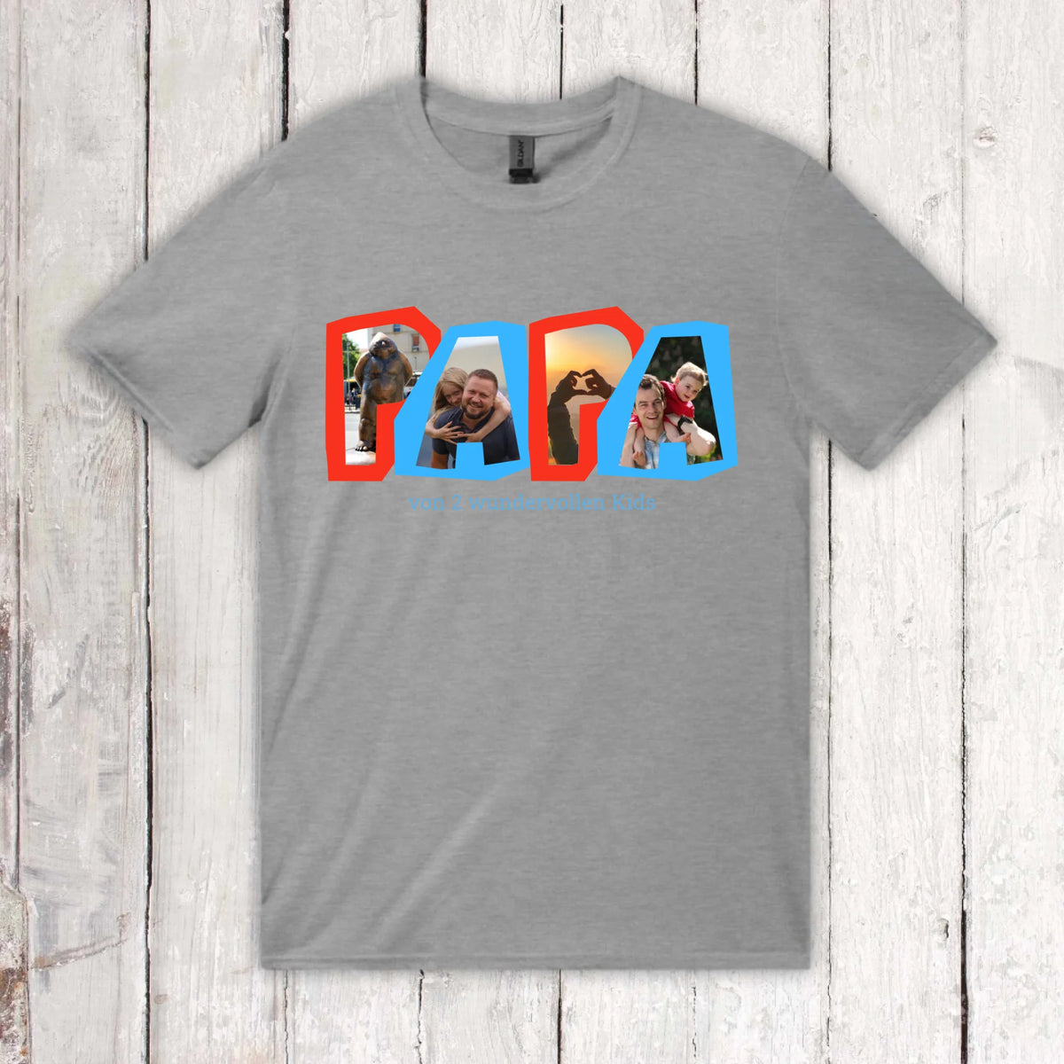 Papa Fotobuchstaben mit Text – individuelles Foto T-Shirt | Personalize Palace