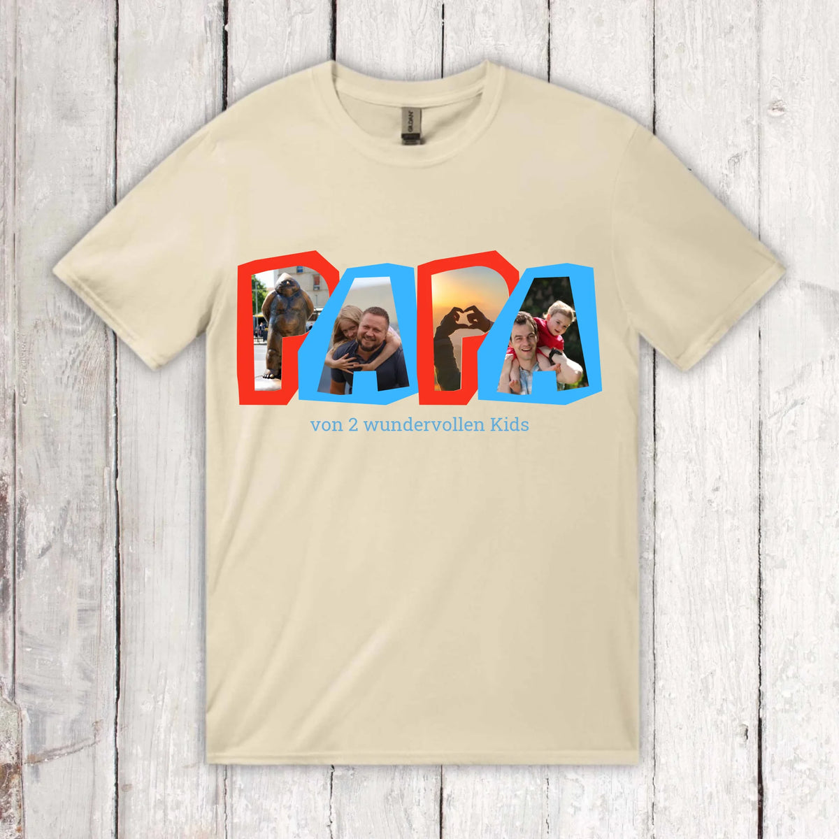Papa Fotobuchstaben mit Text – individuelles Foto T-Shirt | Personalize Palace