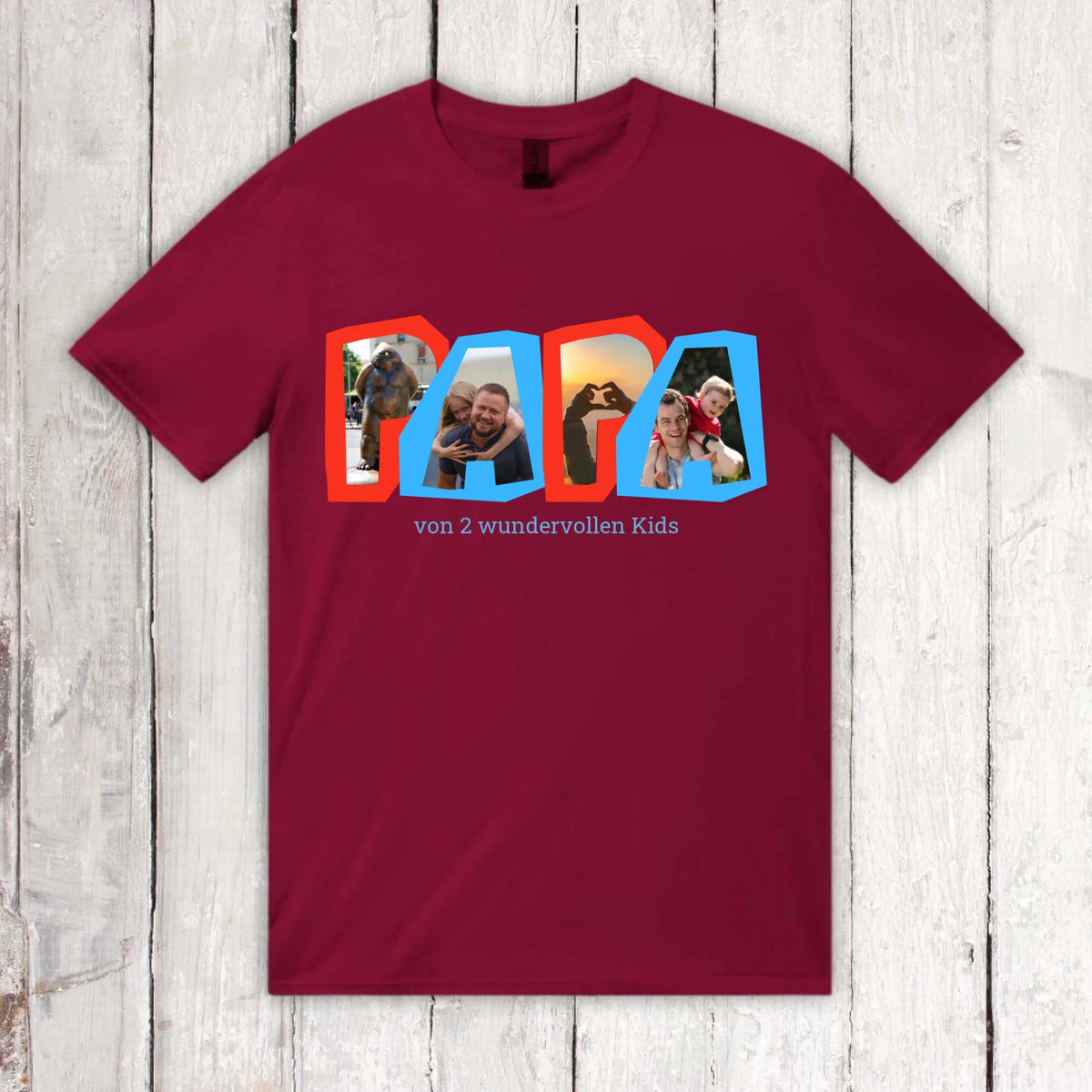 Papa Fotobuchstaben mit Text – individuelles Foto T-Shirt | Personalize Palace