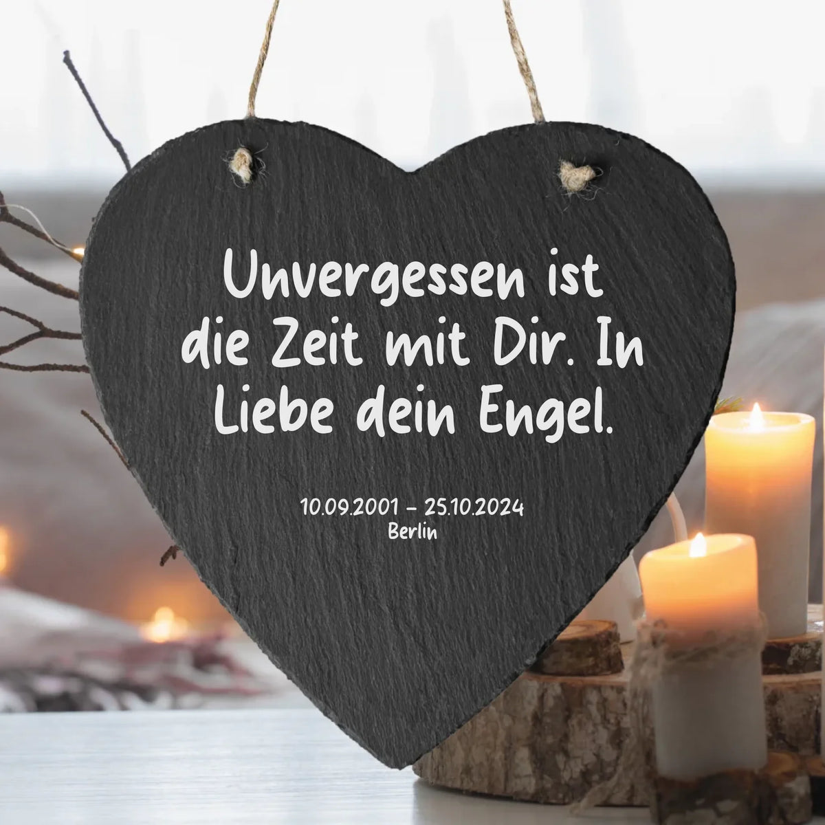Schieferherz mit Text zum anhängen- individuelles Schieferherz | Personalize Palace