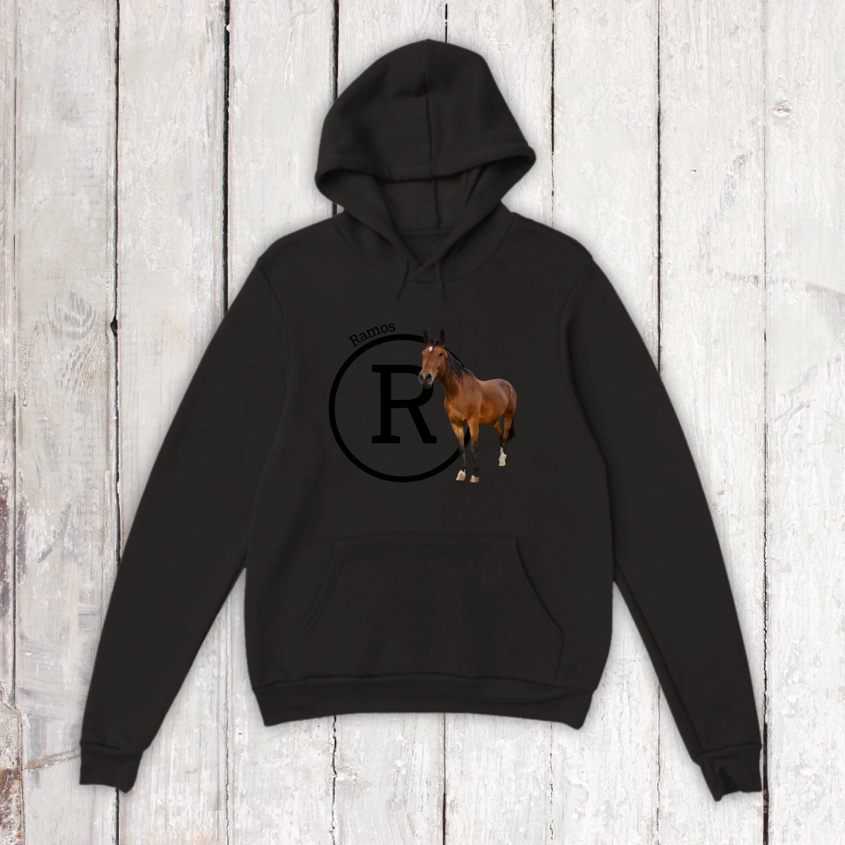 Initial with image and text for riders and horse lovers - Personalized T-shirt or hoodie