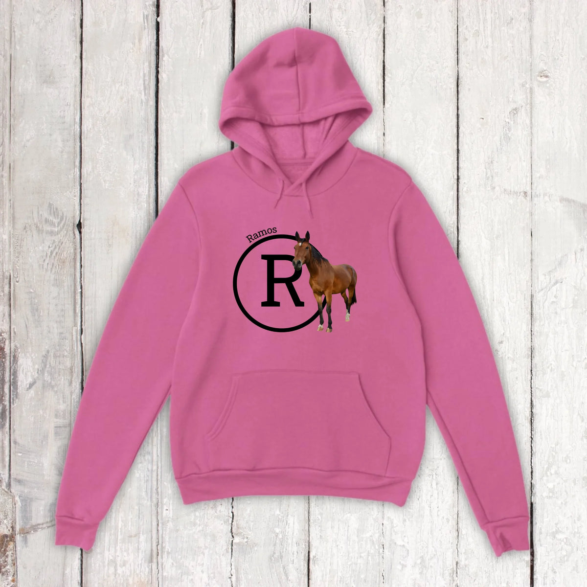 Initial with image and text for riders and horse lovers - Personalized T-shirt or hoodie