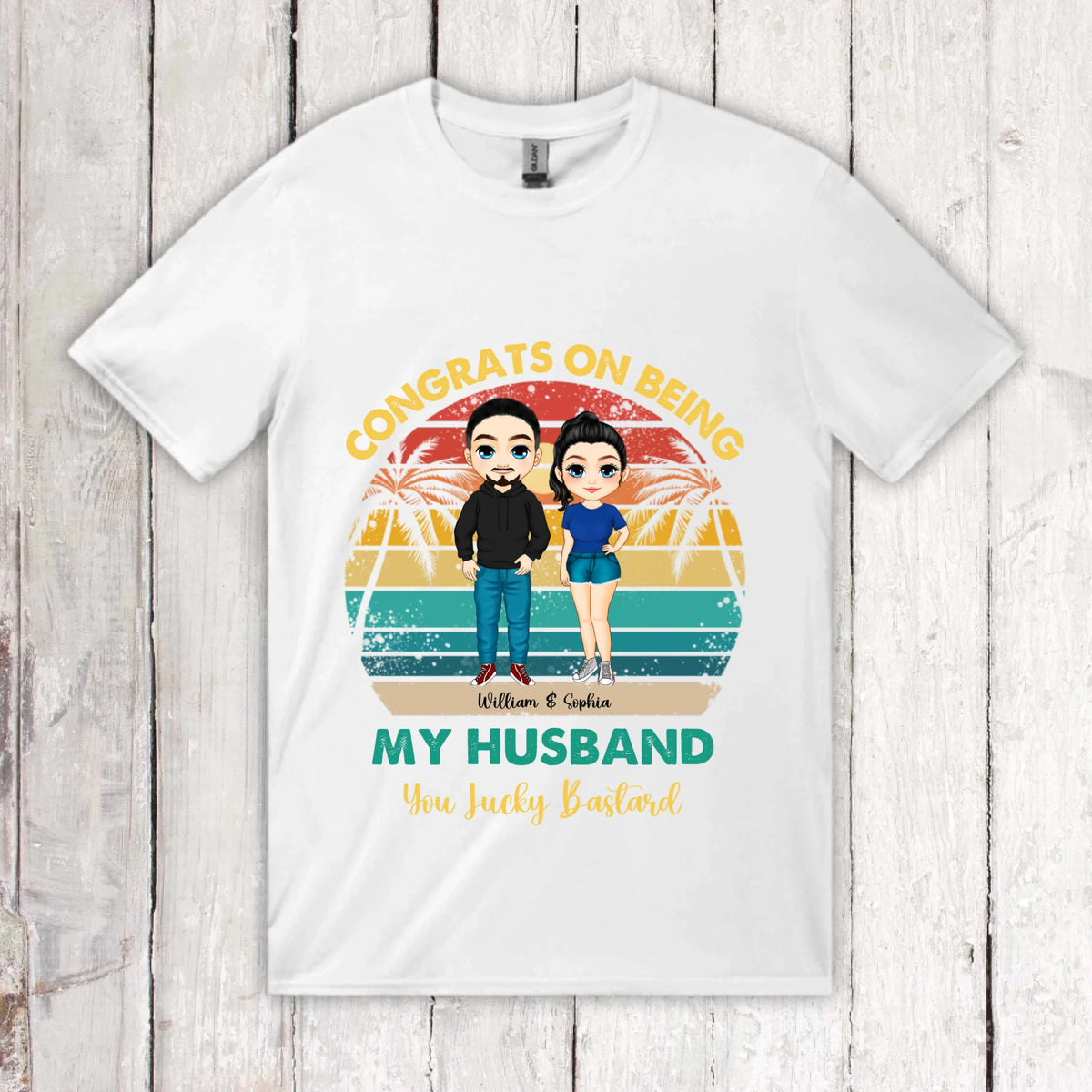 You lucky Bastard | für Paare, JGAs - individuelles T-Shirt | Personalize Palace