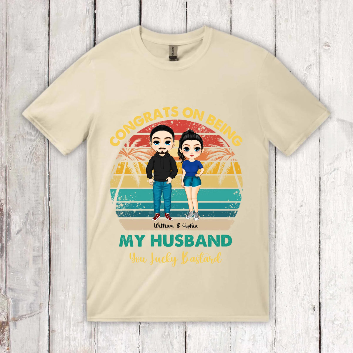 You lucky Bastard | für Paare, JGAs - individuelles T-Shirt | Personalize Palace