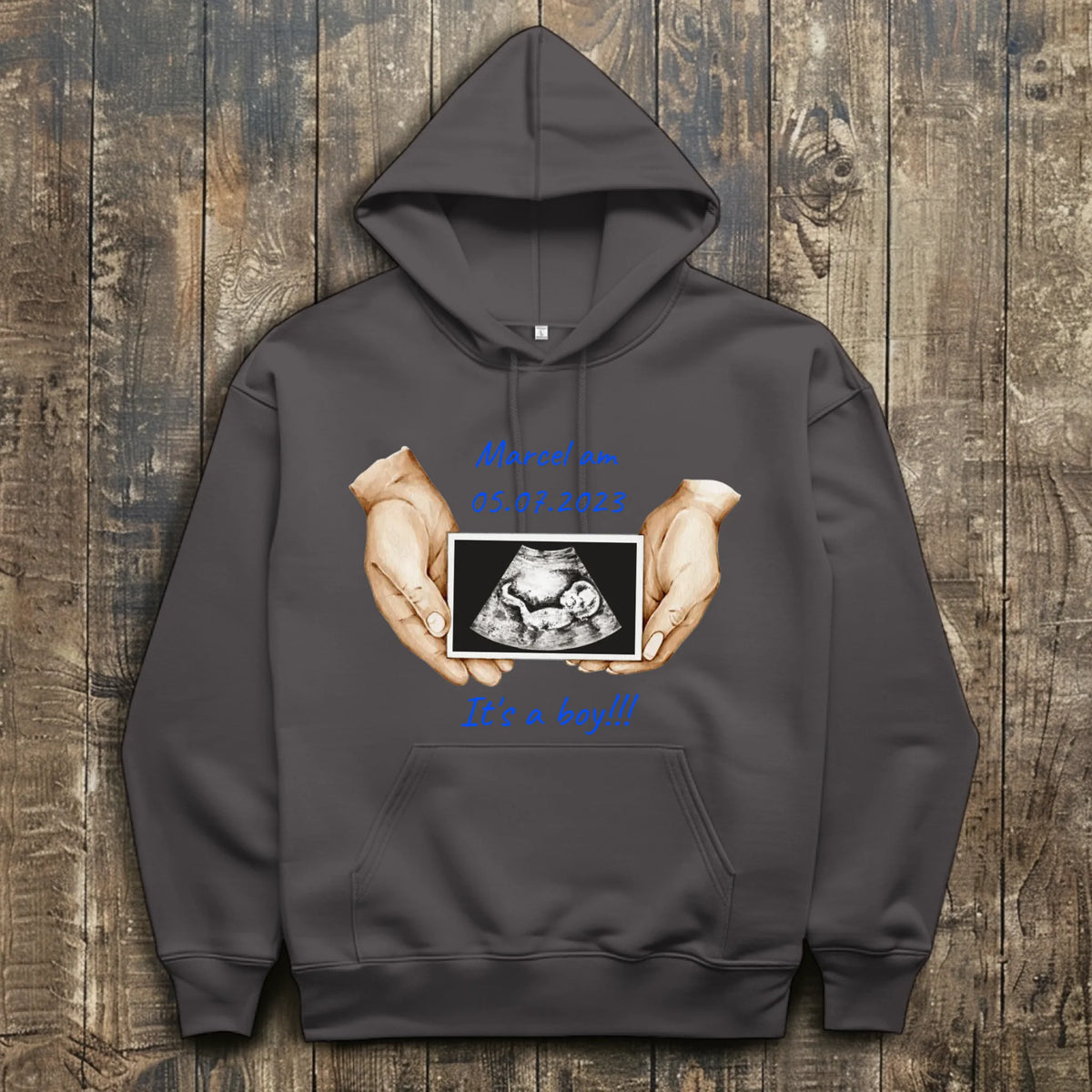 front_Charcoal (Heather)_The Walking Dad - individueller Hoodie_mockup