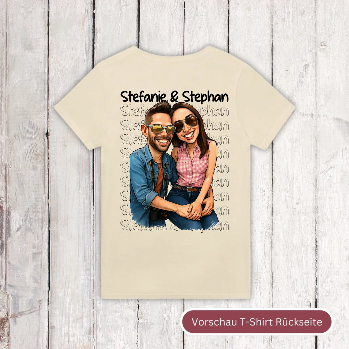 Karikatur Paar Shirt mit euren Namen und Bild - individuelles Shirt | Personalize Palace