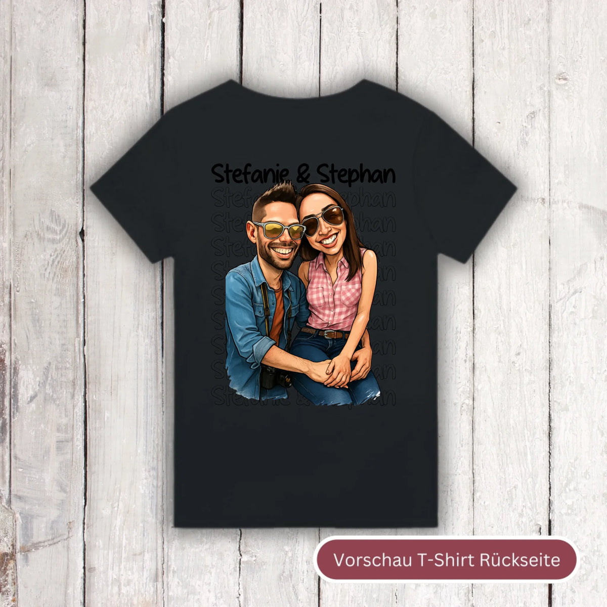 Karikatur Paar Hoodie mit euren Namen und Bild - individueller Hoodie | Personalize Palace