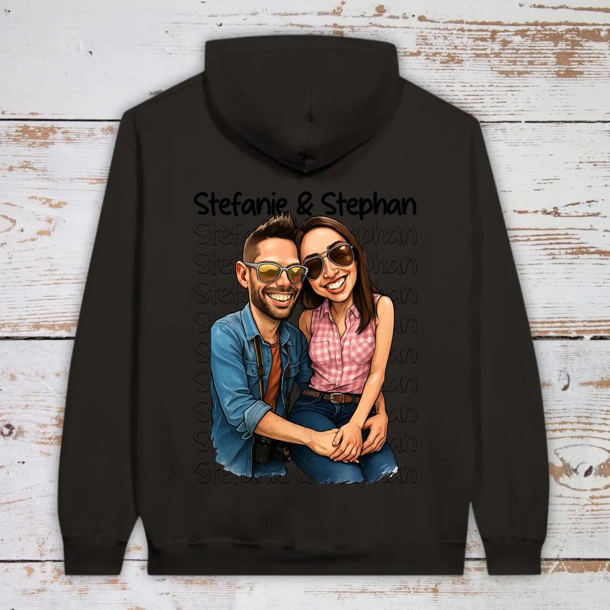Karikatur Paar Shirt mit euren Namen und Bild - individuelles Shirt | Personalize Palace