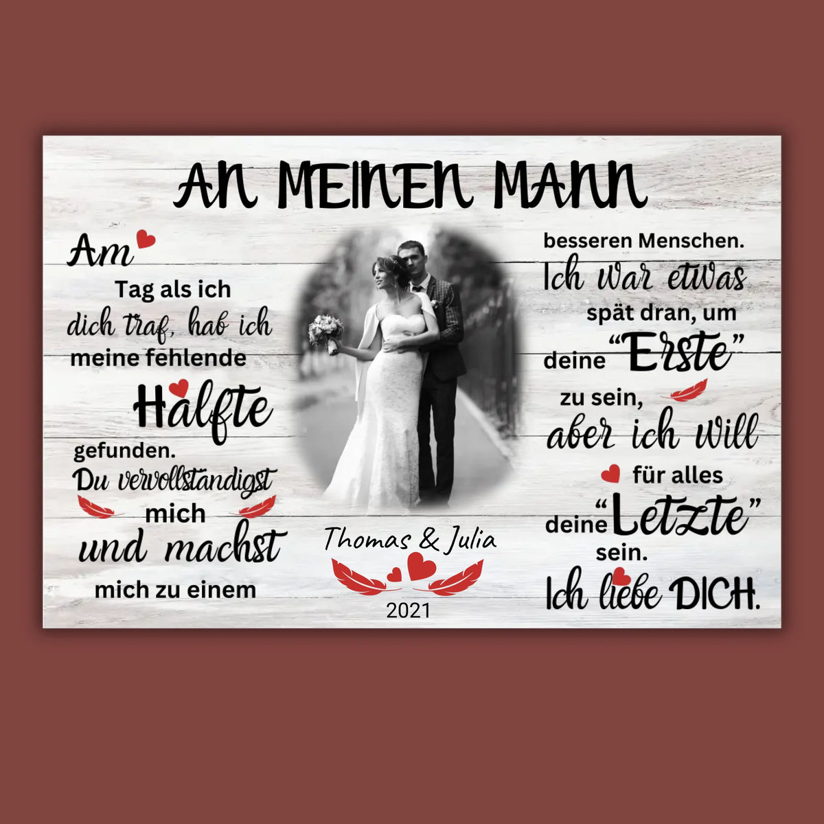 Mein Happy End (an sie oder ihn) - Paar Poster mit Rahmen | Personalize Palace