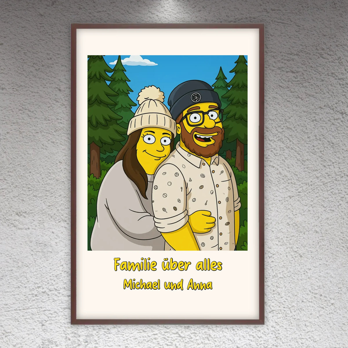 Comic-Portrait in ikonischem gelben Look, TV Look - individuelles Poster mit Galerierahmen | Personalize Palace
