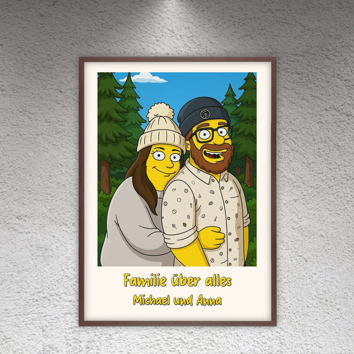 Comic-Portrait in ikonischem gelben Look, TV Look - individuelles Poster mit Galerierahmen | Personalize Palace