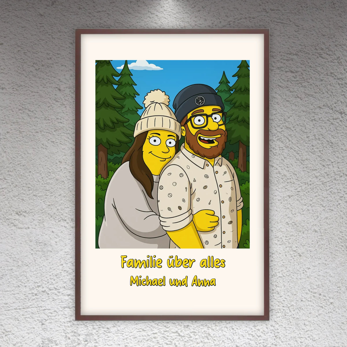 Comic-Portrait in ikonischem gelben Look, TV Look - individuelles Poster mit Galerierahmen | Personalize Palace