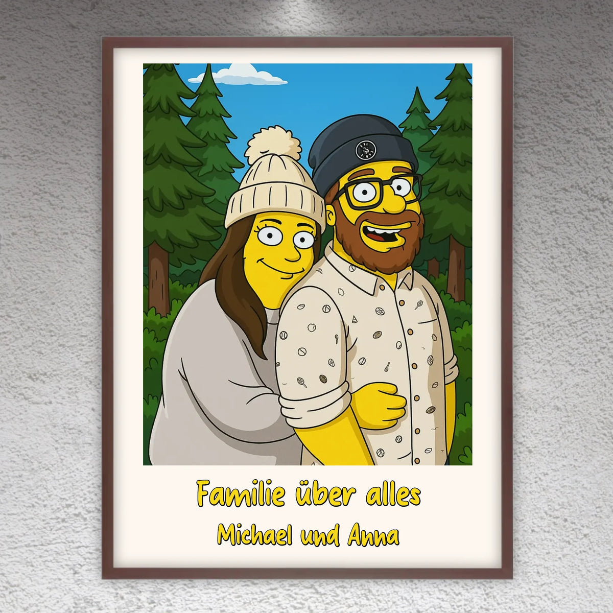 Comic-Portrait in ikonischem gelben Look, TV Look - individuelles Poster mit Galerierahmen | Personalize Palace