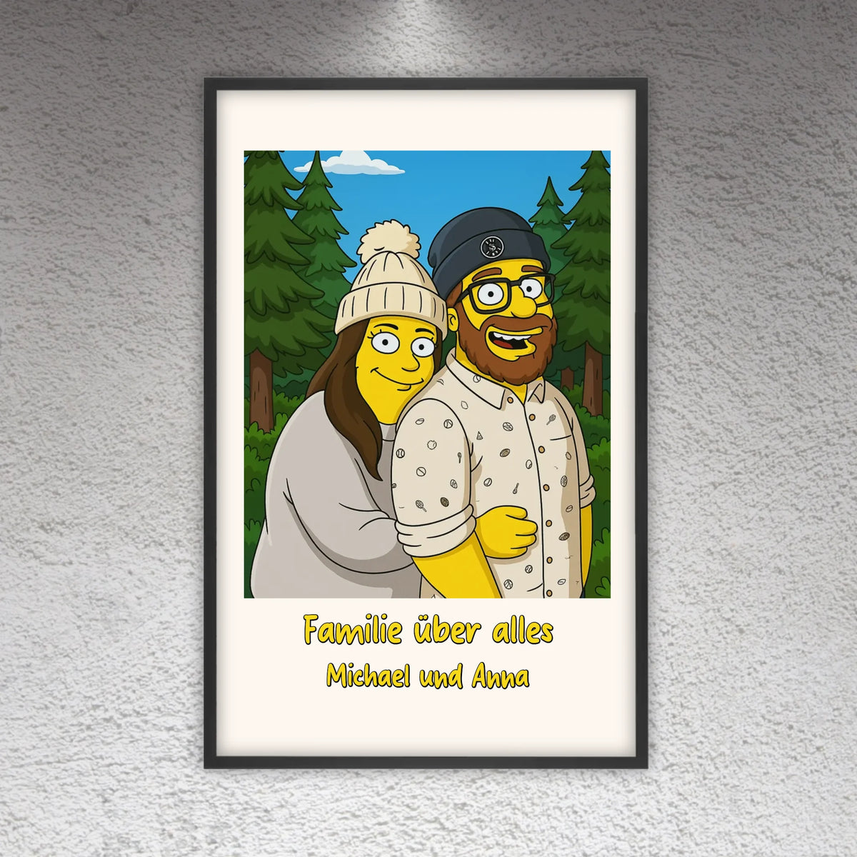 Comic-Portrait in ikonischem gelben Look, TV Look - individuelles Poster mit Galerierahmen | Personalize Palace