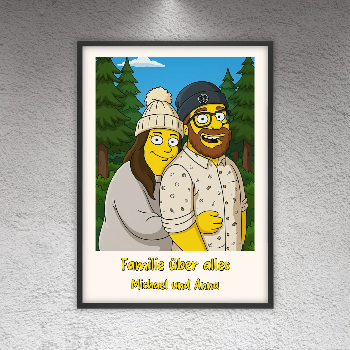 Comic-Portrait in ikonischem gelben Look, TV Look - individuelles Poster mit Galerierahmen | Personalize Palace