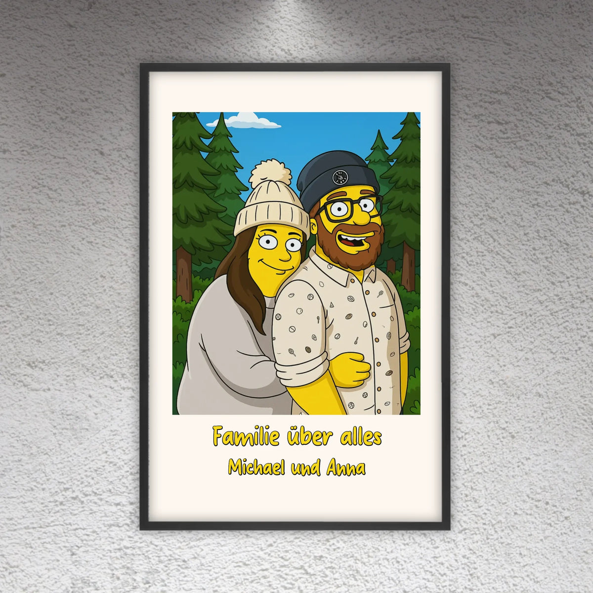 Comic-Portrait in ikonischem gelben Look, TV Look - individuelles Poster mit Galerierahmen | Personalize Palace