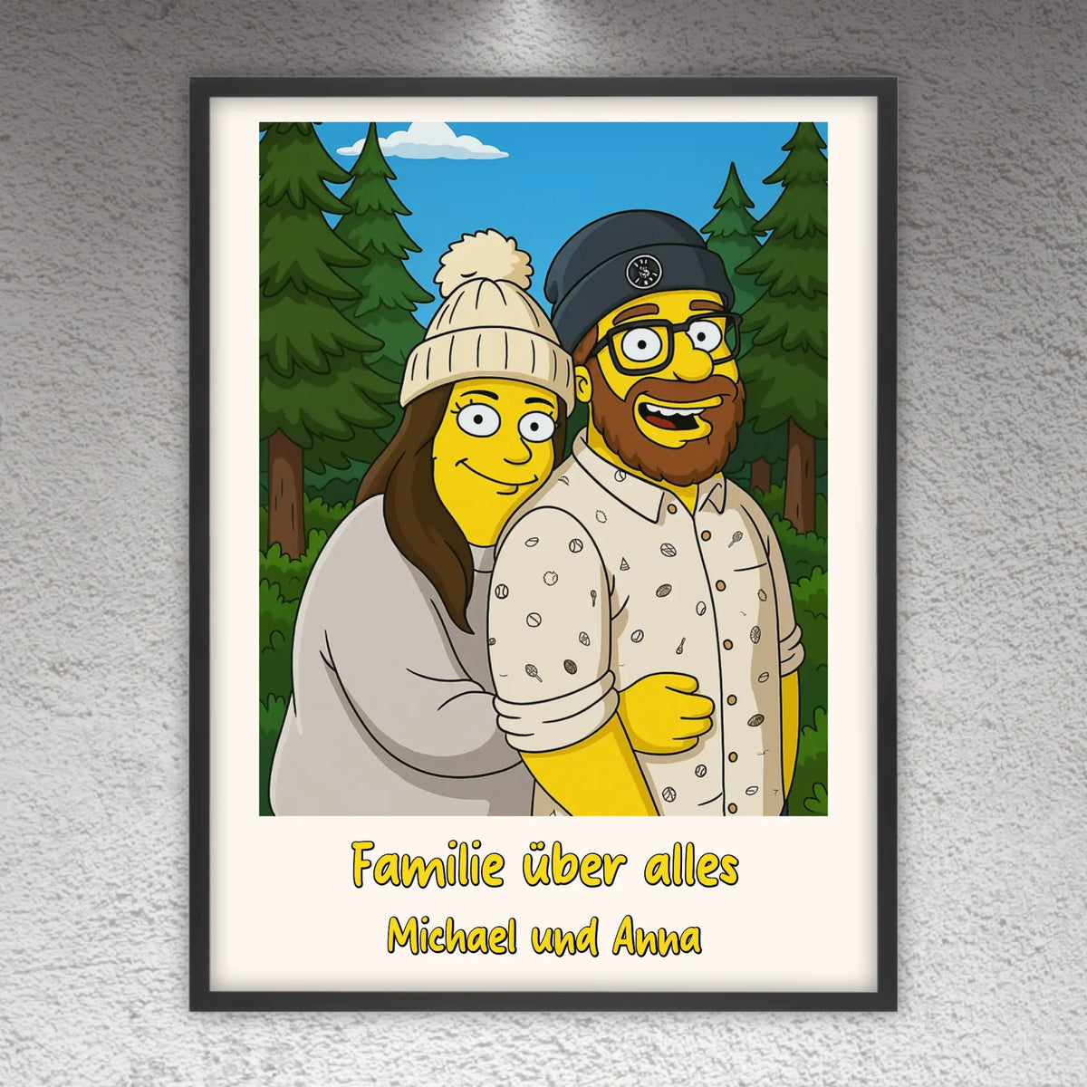 Comic-Portrait in ikonischem gelben Look, TV Look - individuelles Poster mit Galerierahmen | Personalize Palace