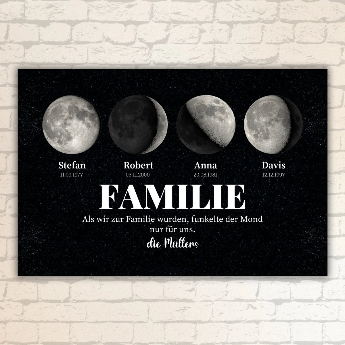 Mondphasen der Familie - individuelle Poster oder Leinwand | Personalize Palace