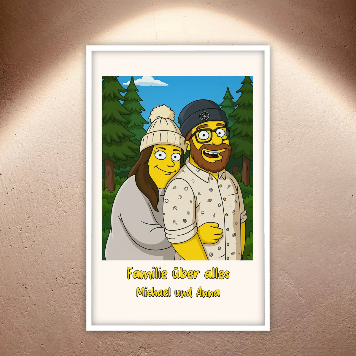 Comic-Portrait in ikonischem gelben Look, TV Look - individuelles Poster mit Galerierahmen | Personalize Palace