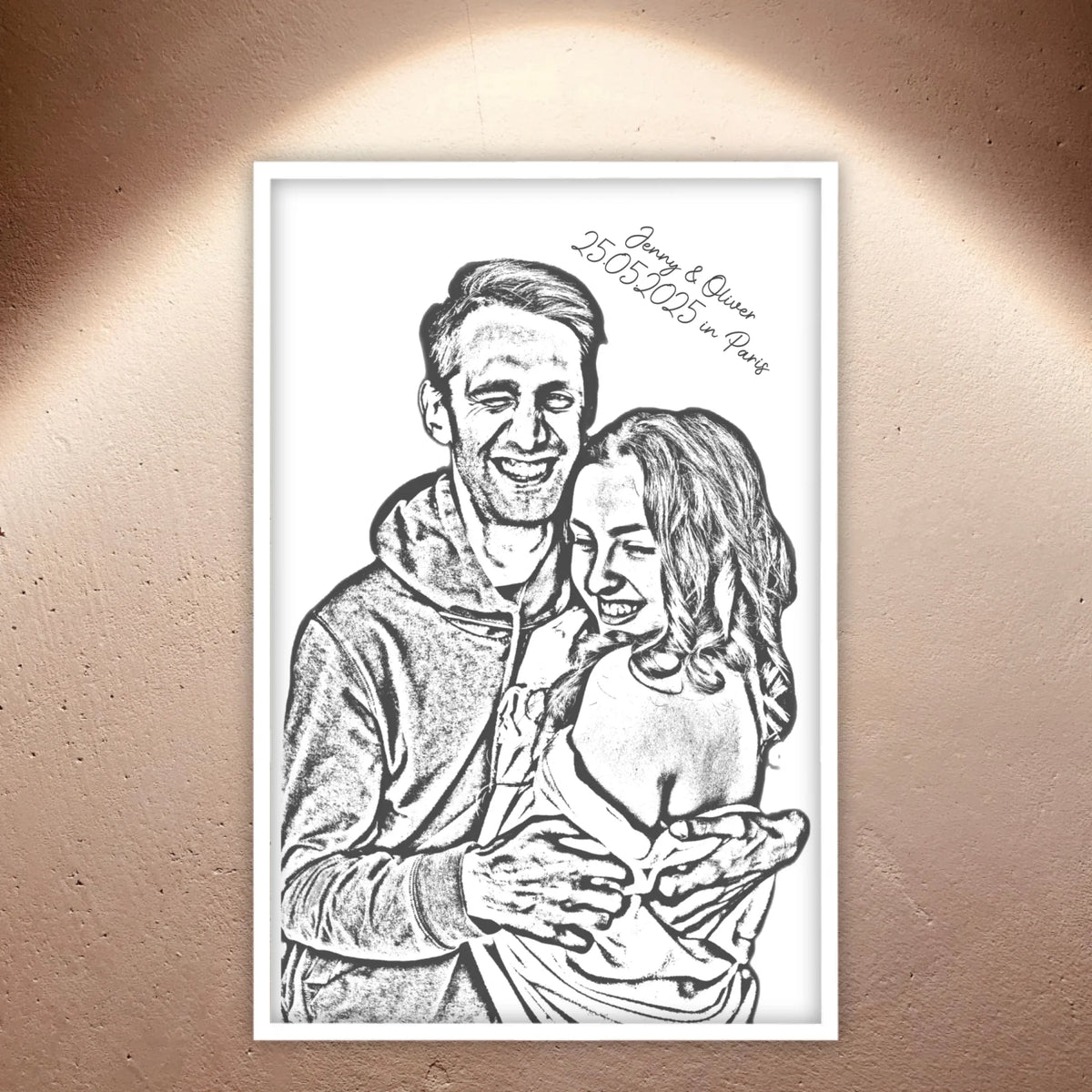Dein Foto als Silhouette-Porträt - individuelles Poster mit Rahmen | Personalize Palace