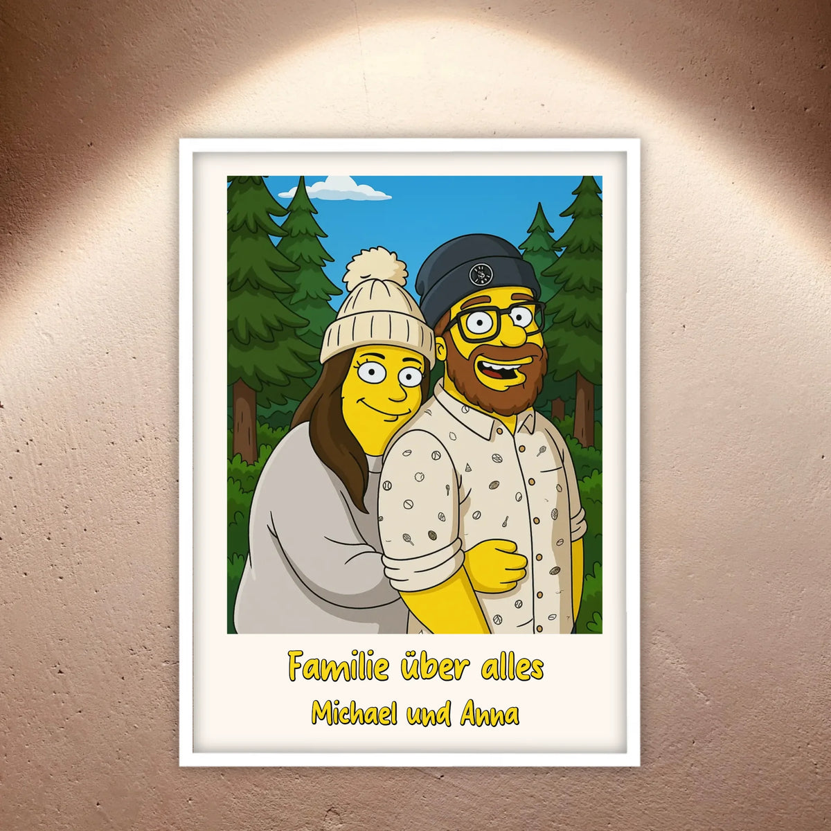 Comic-Portrait in ikonischem gelben Look, TV Look - individuelles Poster mit Galerierahmen | Personalize Palace