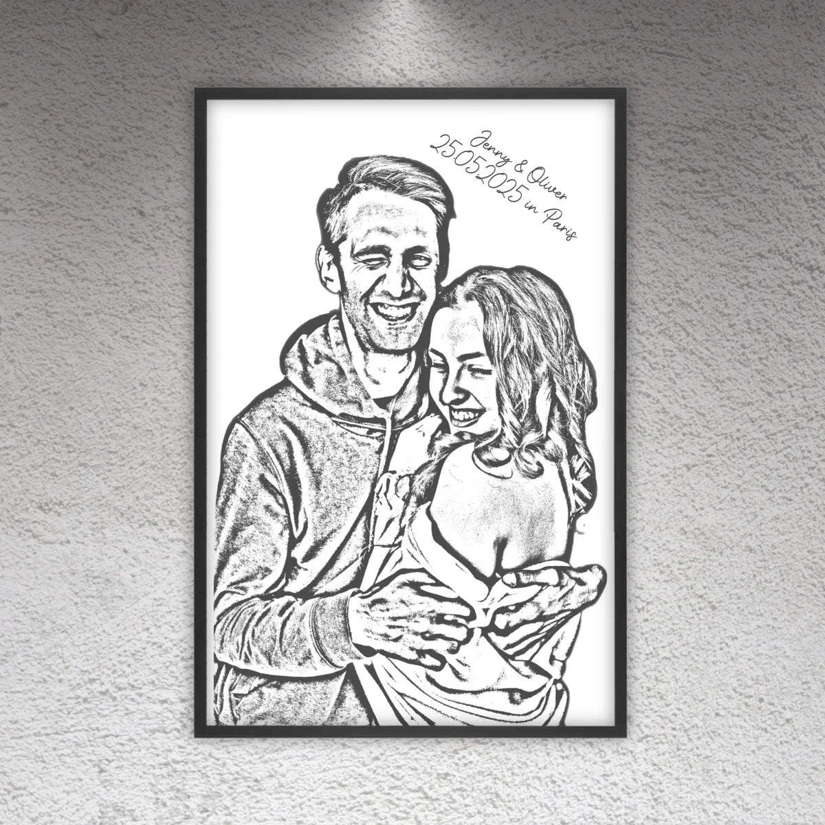 Dein Foto als Silhouette-Porträt - individuelles Poster mit Rahmen | Personalize Palace