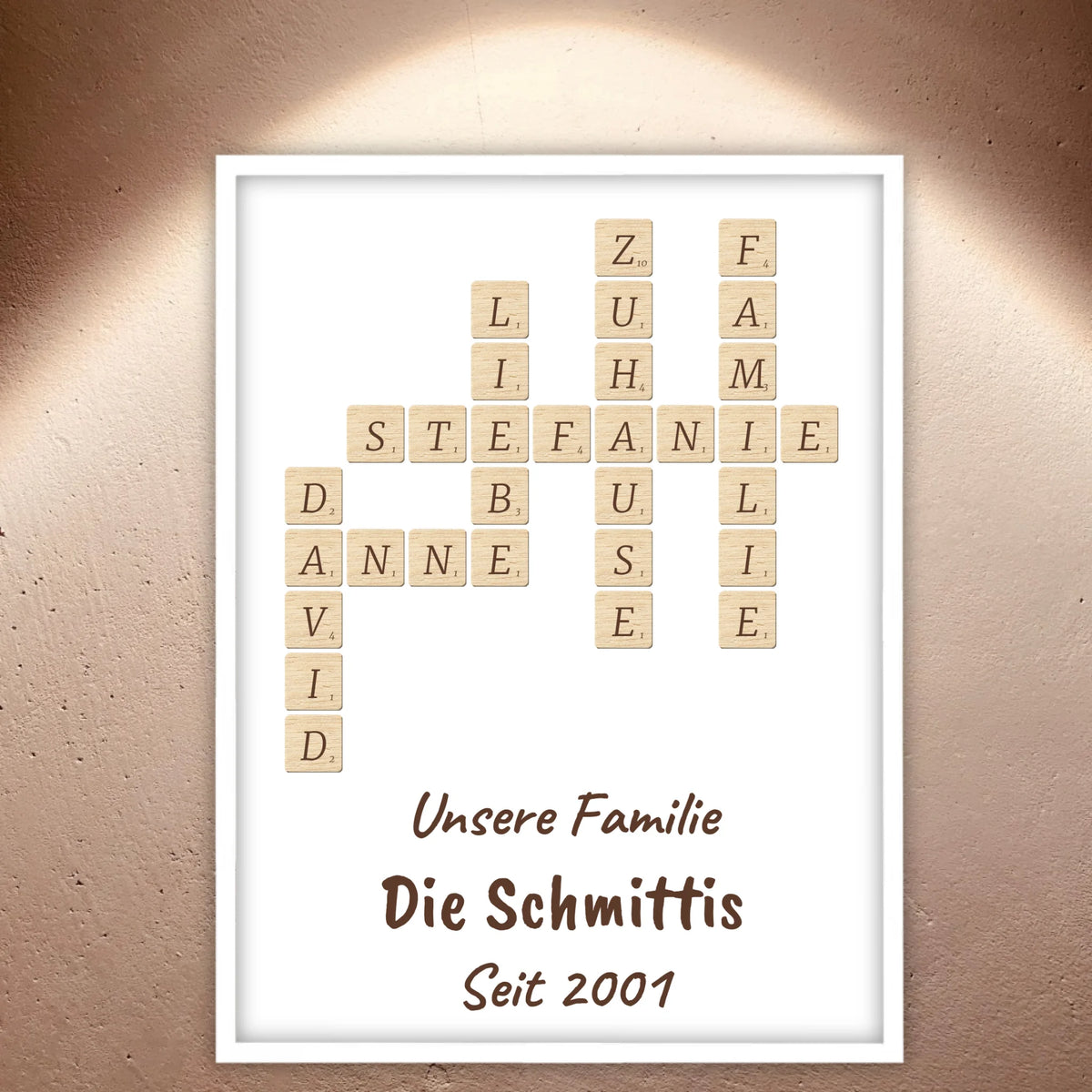 Scrabble deine Namen - individuelle Poster mit Galerierahmen oder als Leinwand