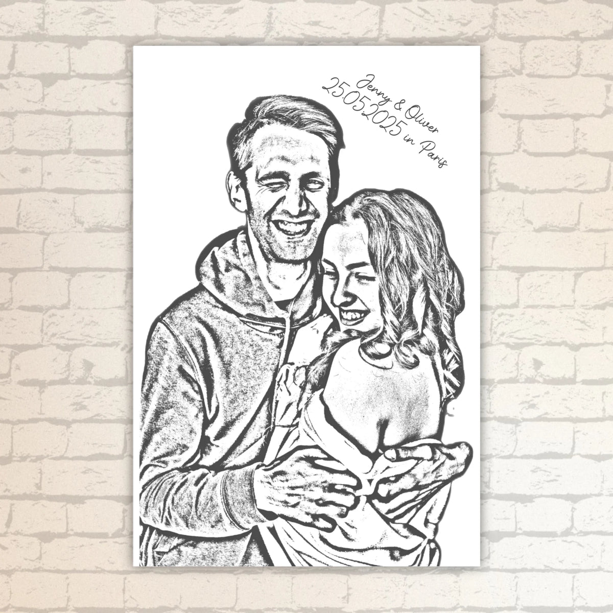 Dein Foto als Silhouette-Porträt - individuelles Poster mit Rahmen | Personalize Palace