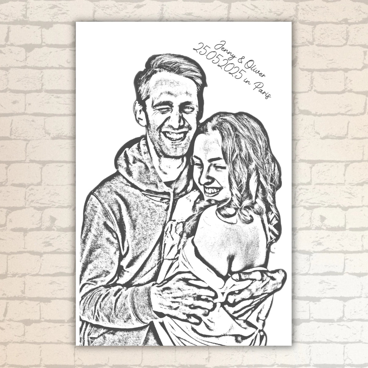 Your photo as a silhouette portrait - personalized poster with frame