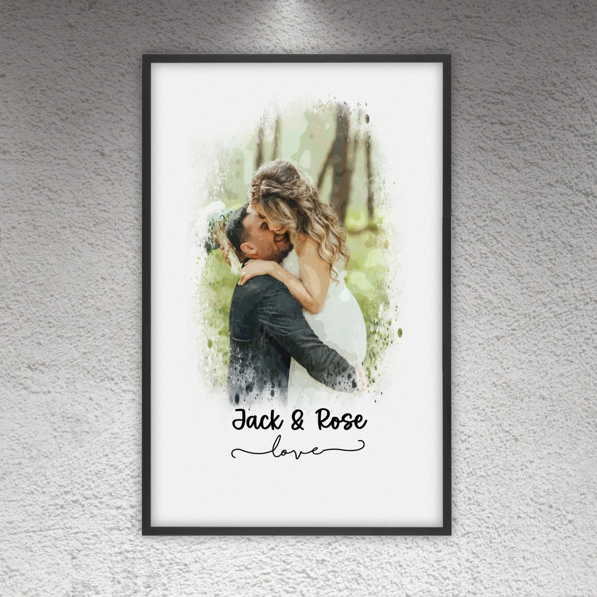 Wedding photo, couple canvas, portrait in watercolors - individual canvas