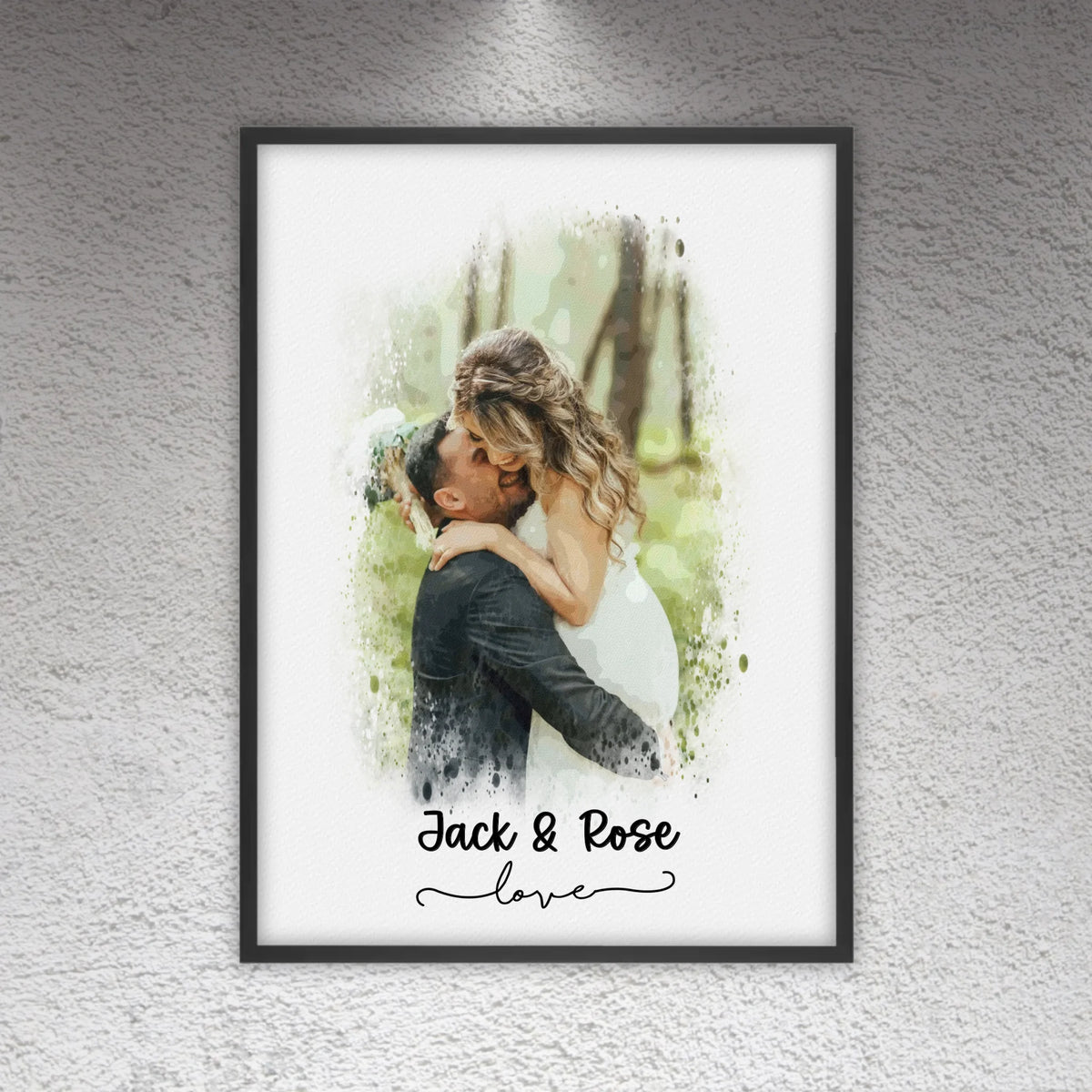 Wedding photo, couple canvas, portrait in watercolors - individual canvas