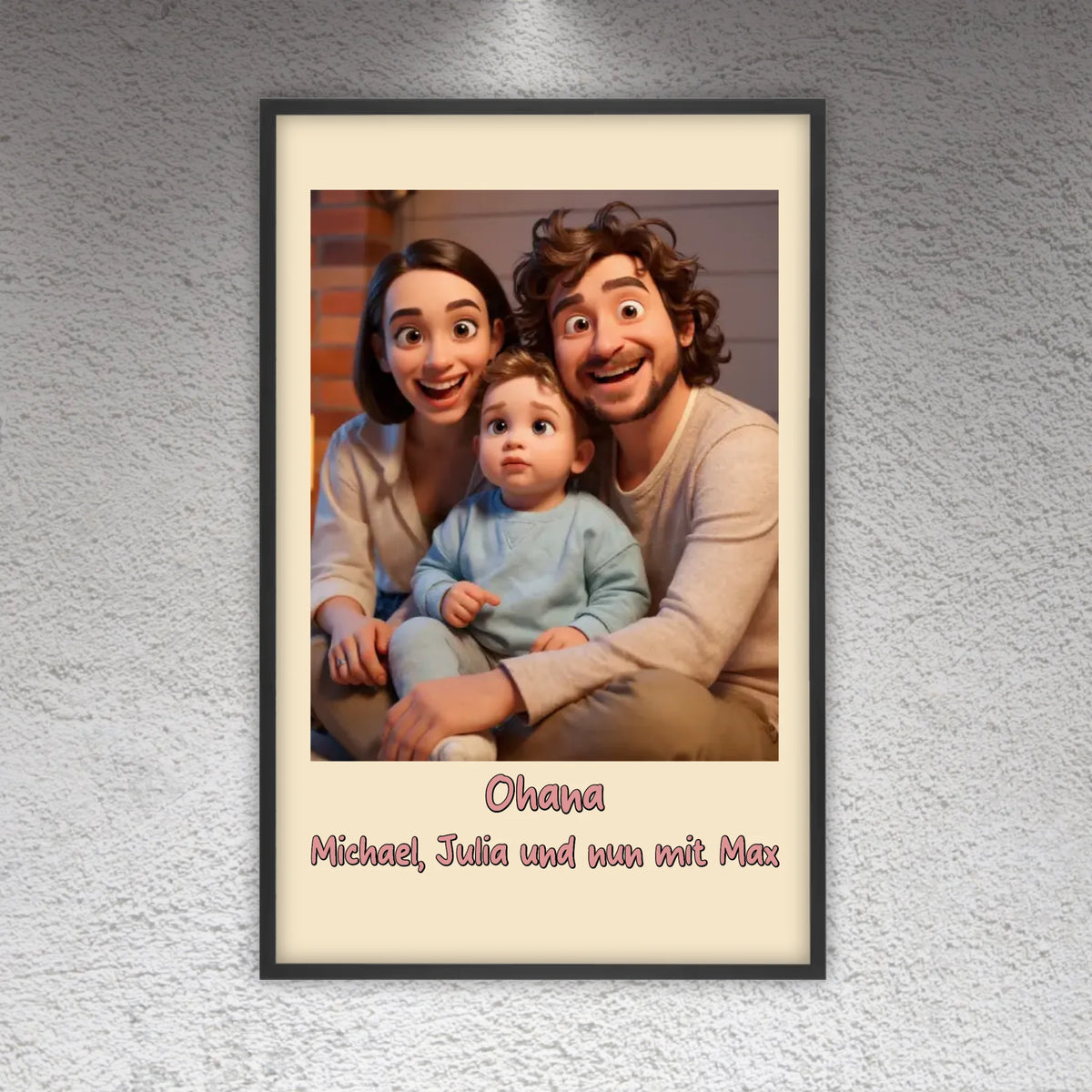 Familien Foto in Cartoon und Zeichentrick - individuelles Poster oder Leinwand