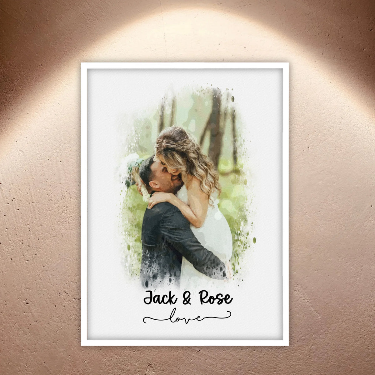 Wedding photo, couple canvas, portrait in watercolors - individual canvas