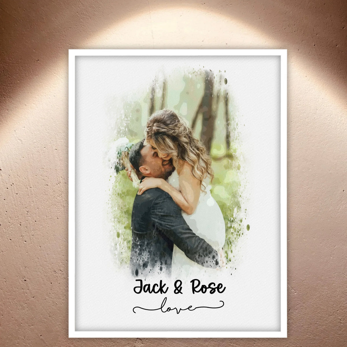 Wedding photo, couple canvas, portrait in watercolors - individual canvas