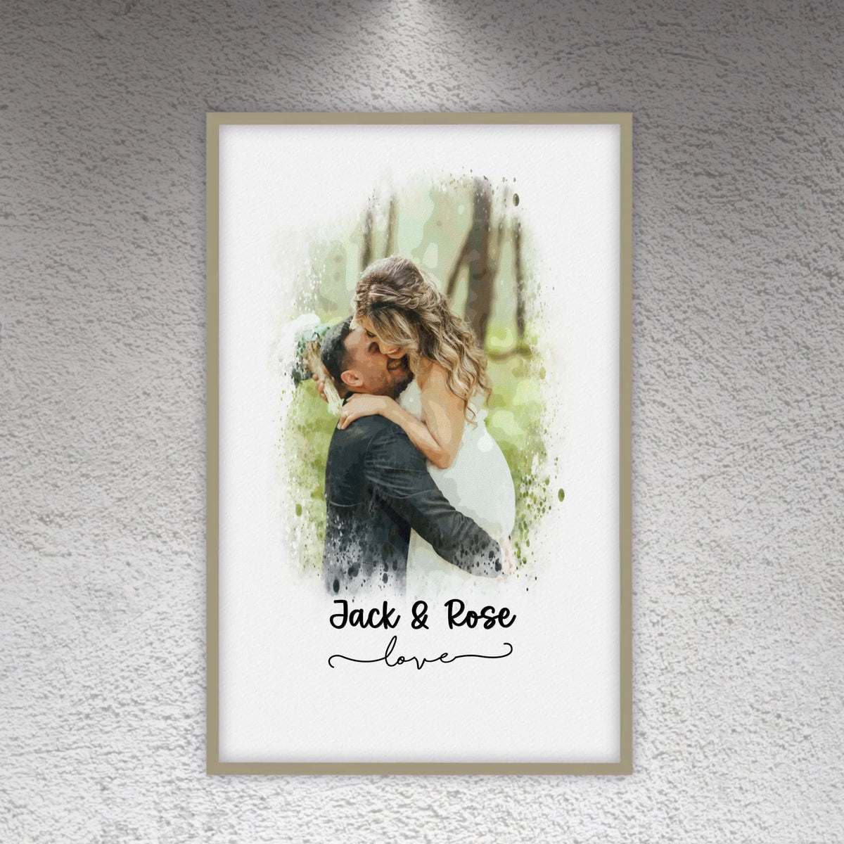 Wedding photo, couple canvas, portrait in watercolors - individual canvas
