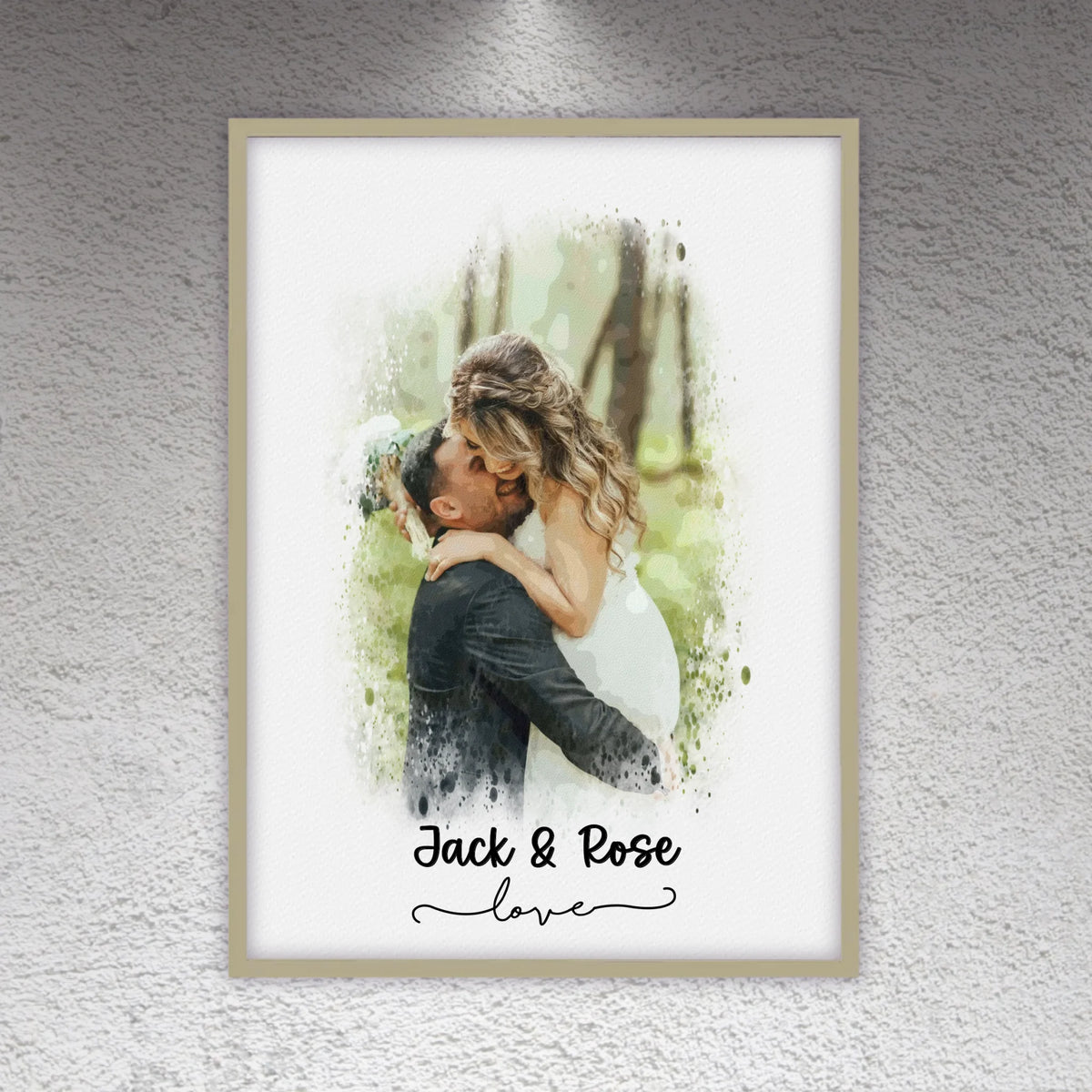 Wedding photo, couple canvas, portrait in watercolors - individual canvas