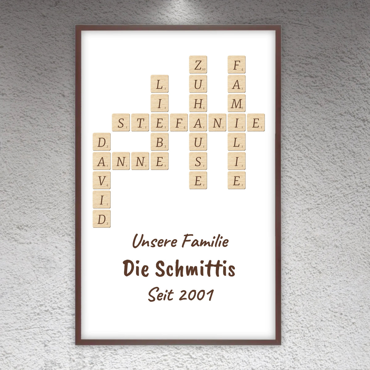 Scrabble deine Namen - individuelle Poster mit Galerierahmen oder als Leinwand