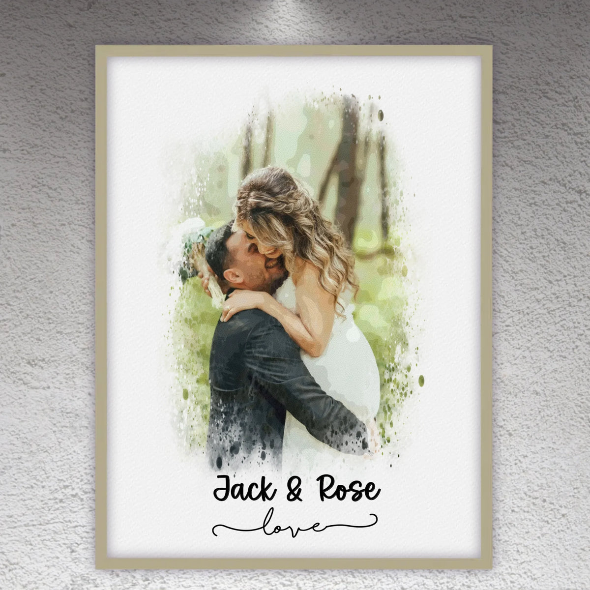 Wedding photo, couple canvas, portrait in watercolors - individual canvas