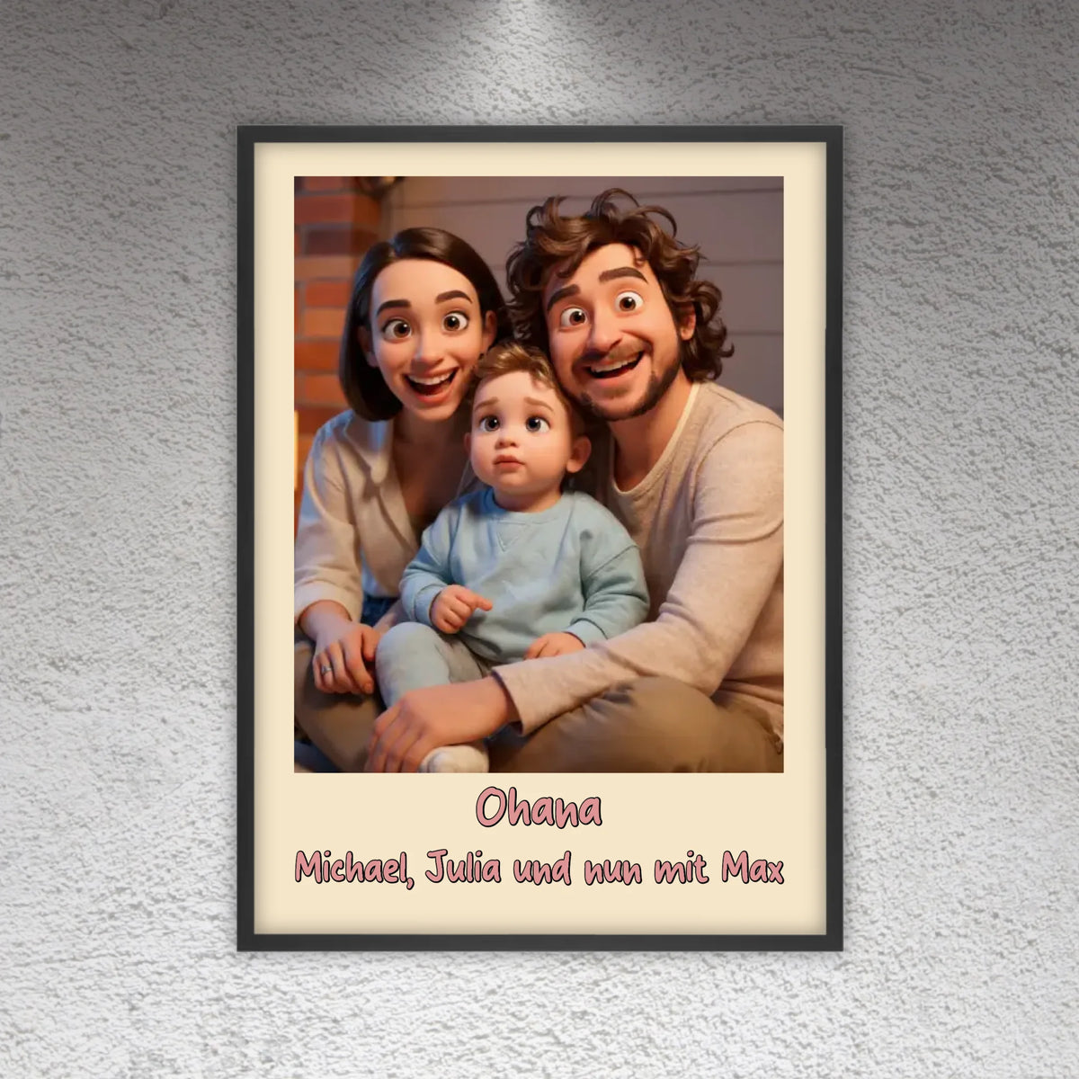 Familien Foto in Cartoon und Zeichentrick - individuelle Leinwand