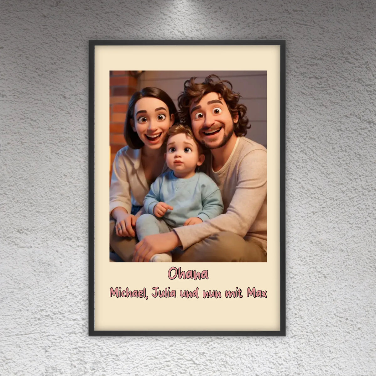 Familien Foto in Cartoon und Zeichentrick - individuelle Leinwand